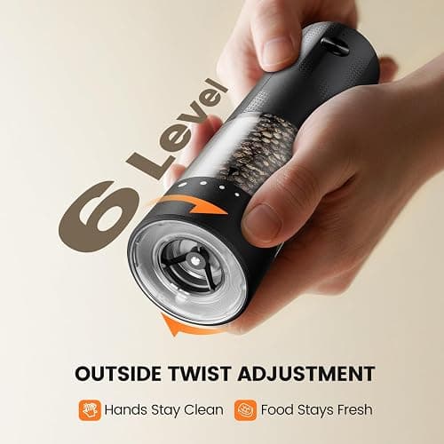 Electric Salt and Pepper Grinder Set - Rechargeable Automatic Salt and Pepper Shakers, Kitchen Appliances with External Adjustable Coarseness, Large Capacity, Housewarming Birthday Gifts for Women Men thumbnail 3