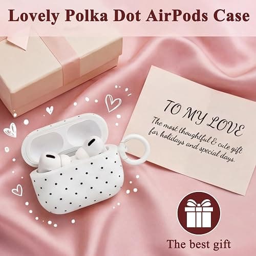 Kimiyaki Cute Polka Dot Case for AirPods Pro 3 with Cleaner Kit | Polka Dot Pattern Design,Shockproof,Full Protective Cover,Soft TPU,Daily,With Keychain,For Women,For Airpods Pro 3rd(2025) thumbnail 7