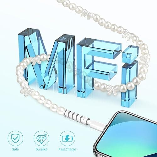 For iPhone Charger Cord USB to Lightn-ing Phone Charger Cable for iPhone 14 | [MFi Certified] 60W Beaded Pearl Fast Charging Cable 3FT USB A to iPhone for iPhone 14 13 12 11 AirPods 1/2 iPad 9th thumbnail 3