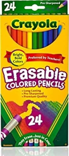 Crayola Erasable Colored Pencils (24ct), Kids Coloring Pencils for Coloring Books, Assorted Colors, Arts & Crafts Supplies, Gifts, Ages 6, 7, 8 - Image 1