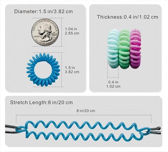 ETANEAR Spiral Hair Ties, 60-Pc Elegant Hair Scrunchies Elastic Hair Ties for Women's Hair Comfortable, Non-Slip, No Damage Perfect for Various Occasions/Styles, Ideal Gift for Girls, Kids - Full-Color - 30 Colors thumbnail 2