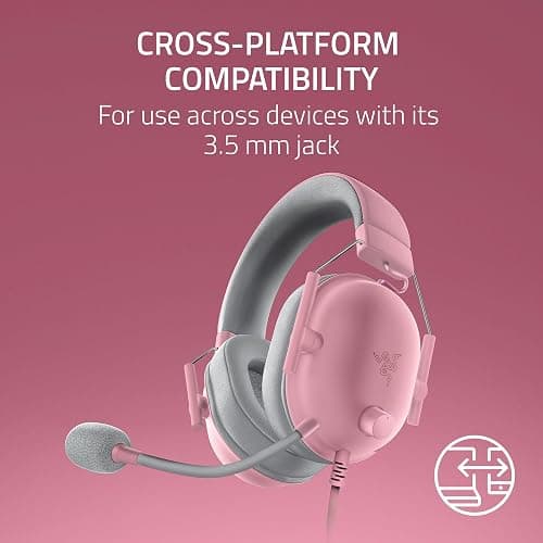 Razer BlackShark V2 X Xbox Gaming Headset: 50mm Drivers - Cardioid Mic - Lightweight - Comfortable Noise Isolating Earcups - for Xbox Series X, Series S, PS5, PC, Switch via 3.5mm Jack - Quartz Pink thumbnail 7