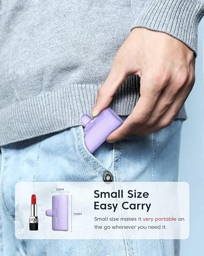 Kuulaa Portable Charger USB C Power Bank 4500mAh Small Portable Phone Charger Android Compact Plug in Battery Pack Portable Compatible with iPhone 15, Samsung Galaxy, Moto, LG, Pixel, Purple thumbnail 2