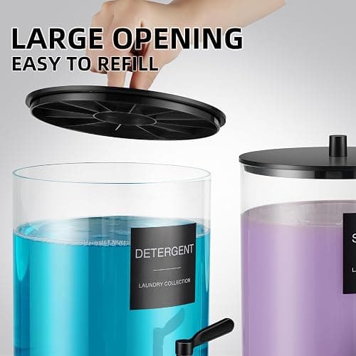 Glass Laundry Detergent Dispenser, 128 oz / 3.5L Fabric Softener Dispenser for Laundry Room Organization, Detergent Holder with 304 Spigot, Glass Soap Container (Black) thumbnail 4