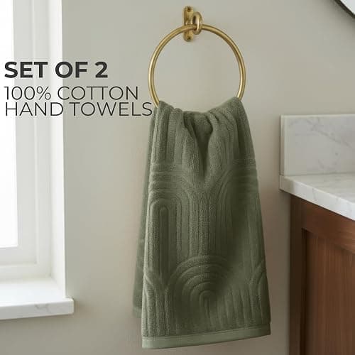 KIBAGA Decorative Hand Towels for Your Bathroom Or Kitchen – Luxurious Set of 2 Soft Boho Cotton Towels are Absorbent, Lightweight & Dry Quickly - Perfect to Elevate Any Bath Decoration at Home thumbnail 3