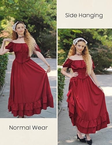 Scarlet Darkness Maxi Skirts for Women Renaissance Skirt Long Flowy Layered Medieval Skirt thumbnail 4
