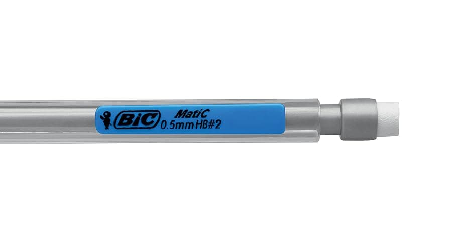 BIC Matic Original Mechanical Pencils - Box of 12- Fine Point (0.5 mm) Pencils with Resistant Lead (Includes 3 HB Lead Refills and Eraser), grey thumbnail 5