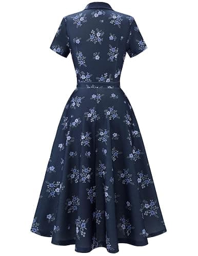 Wedtrend Women's Vintage Tea Dress, Short Sleeve Cocktail Party Dress Work Church Casual Dress thumbnail 3