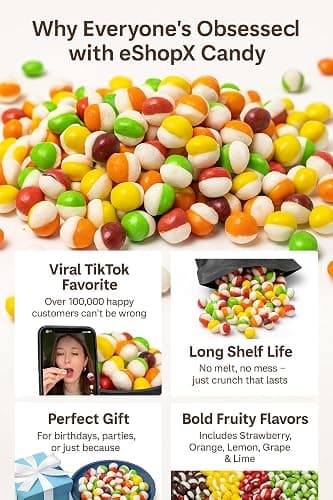EShopX Freeze Dried Candy - 1 pound Bag Premium Freeze-Dried Crunchy Candy with Bursting Fruity Taste (16 oz, Original Rainbow) - Perfect for Gifting & Snacking thumbnail 6