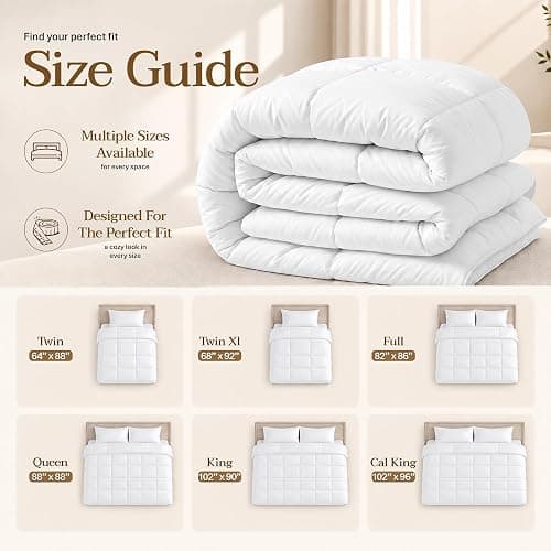 Utopia Bedding Duvet Insert, Comforters Queen Size 88 x 88 Inches, White | Cozy All Season Comforter for Kids, Boys, Girls, and Teens, Down Alternative Fill, Soft Microfiber Shell, Machine Washable thumbnail 5