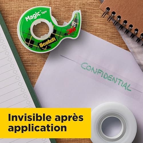 Scotch Magic Tape, Rouleaux de Ruban Adhésif Transparent avec Dévidoir, Lot de 3, Ruban de 19mm x 7.5m - Idéal pour le Bureau et l'École thumbnail 6