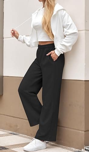 JEKAOYI Womens Sweatpants Wide Leg Drawstring Workout Casual Baggy Pants High Waist with Pockets thumbnail 3