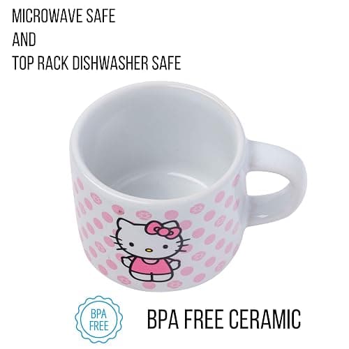 Silver Buffalo Sanrio Hello Kitty Polka Dots 4pc Stackable Ceramic Espresso Small Cup Set, 3 Ounces thumbnail 6