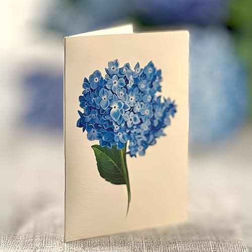 Freshcut Paper Pop Up Cards, Nantucket Hydrangeas, 12 Inch Life Sized Forever Flower Bouquet 3D Popup Greeting Card, Birthday Cards, Thank You Card, Blank Notecard & Envelope - Nantucket Hydrangeas thumbnail 6