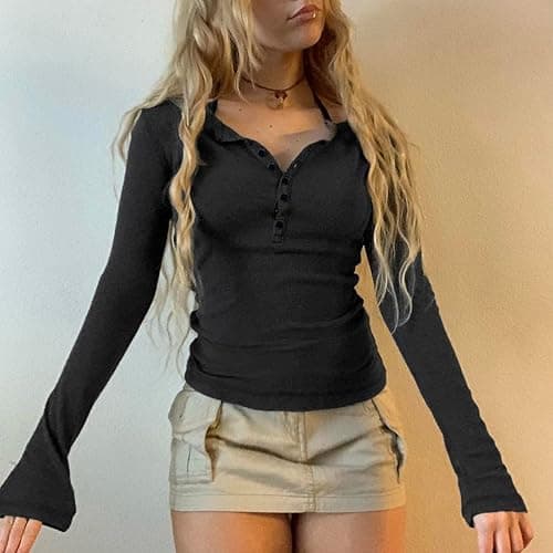 Grunge Clothes for Women Y2K Tops Long Sleeve Fairy Grunge Aesthetic Shirts Teen Girls Vintage Graphic Tees Fall thumbnail 2