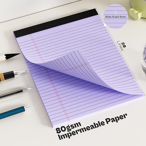 4 Pack Purpel Legal Pads 8.5 x 11 Purpel Note Pads 8.5 x 11 Notepad 8.5 x 11 Micro Perforated Writing Pads Lined Paper Pads Wide Ruled Pad of Paper 30 Sheets Notebook for Study, To-Do Lists, Office thumbnail 5