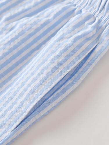 Latuza Women's Cotton Long Sleeve Pajama Set Seersucker Button Down Pj Set thumbnail 7