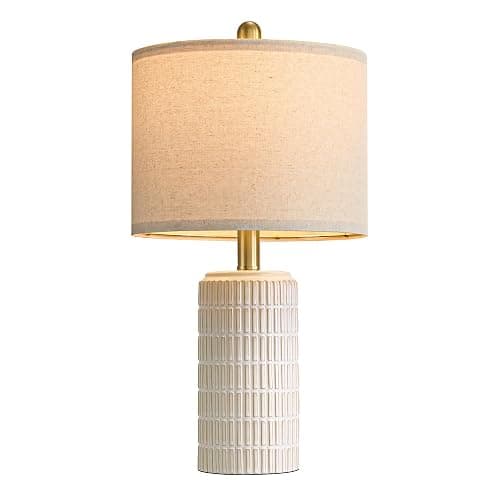 PoKat 21'' Modern Ceramic Table Lamp with Gift Box, White for Bedroom,Small | Bedside Lamps for Nightstands, Gold Pole Design, Farmhouse Home Decor for Living Room, Ideal Housewarming Gift for Women thumbnail 9