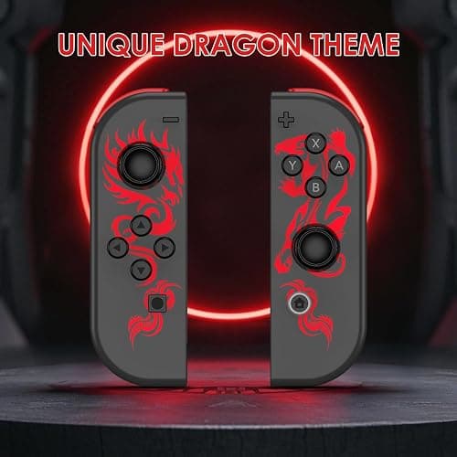 Kipylca Nintendo Switch Controller, Replacement for Switch Joycon, Switch Wireless Controllers with 6-Axis Gyro,Wake-up, Vibration, Screenshot, Red Dragon thumbnail 5