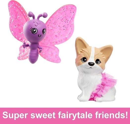 Barbie A Touch of Magic Fashion Doll, Brooklyn with Wing-Detailed Dress, 7-inch Long Colorful Hair, 2 Fantasy Pets & Accessories thumbnail 6