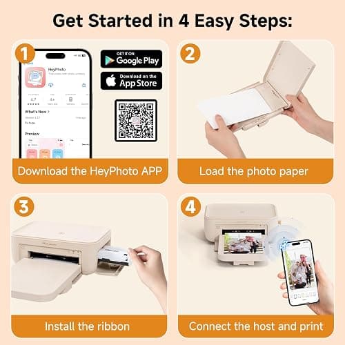 HPRT CP4100 4x6 Photo Printer with 108 Sheets & 2 Ribbons, Dye-Sublimation Printing Portable Instant Picture Printer for iPhone/Android,Full-Color Photo, Wi-Fi Connection, AR Video Printing thumbnail 7