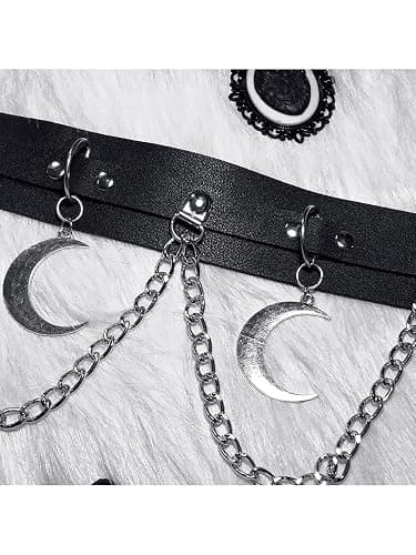 Wloisc Moon Belt with Leather Goth Rave Fashion Harness Party Halloween Jewelry Accessories for Women Girl thumbnail 4