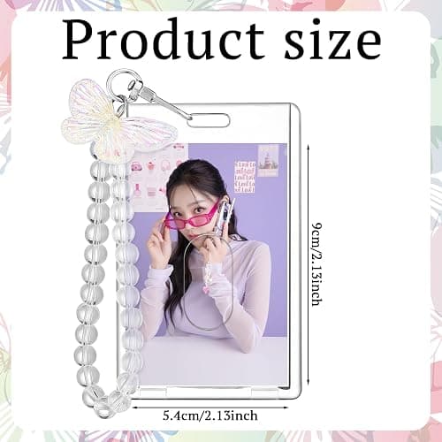 Quelay 3 Pcs Photocard Holder Keychain with Butterfly Acrylic Cute Kpop Photo Card ID Badge Holder Aesthetic Y2k Keychain Accessories for Bus Student Card Case Stationery thumbnail 3