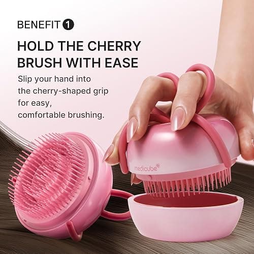 medicube Ribbon Cherry Hair Brush, Detangler for Glass Hair, Pink | Gentle 4-Level Detangling Pins for Straight to Wavy Hair, Portable Brush with Cap, Korean Hair Care, Forevercherry Collab thumbnail 5