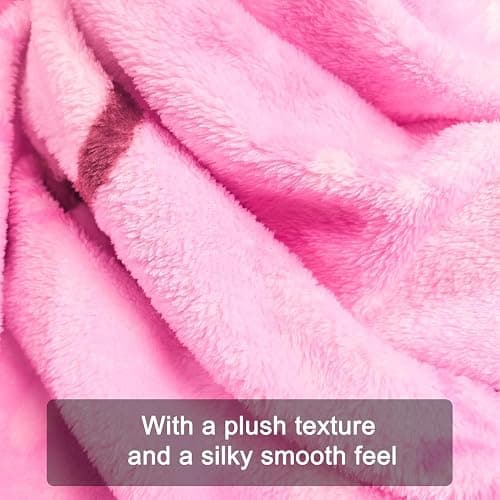 Throw Blanket 55'' x 40'' Kids Super Soft Warm, All Seasons Flannel Fleece Blanket, Soft & Warm Plush Blankets for Couch Sofa Bed Camping Travel (Pink) thumbnail 3