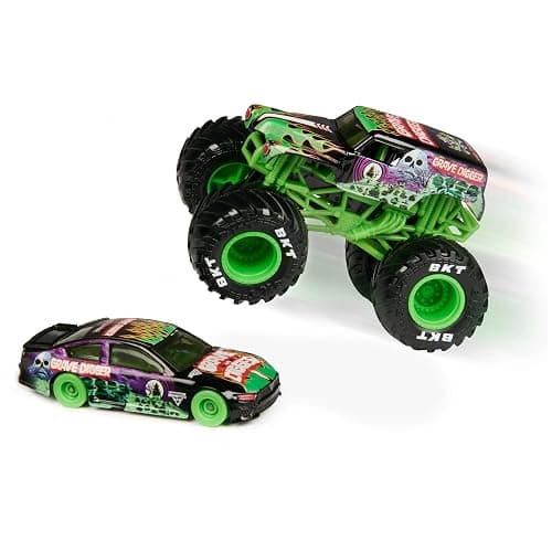 Monster Jam Official 1:64 Scale Diecast 2-Pack Series 5 Monster Truck and Race Car: Grave Digger thumbnail 3