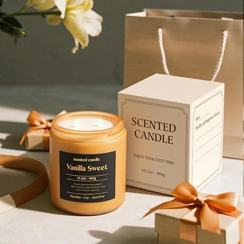 CHILLFLAME Vanilla Candle, 14.1 oz Scented Candles for Home, 2 Wicks Blended Scents Candles for Women and Men, Birthday Gifts for Women (Vanilla+Lily+Jasmine) thumbnail 7