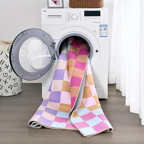 Multicolored Checkerboard Bedroom Rug Washable Ultra Thin Retro Funky Aesthetic Cute 4x6 Area Rugs for Living Room Nursery Kitchen Entryway Dorm, Pastel Colorful Checkered Geometric Carpet thumbnail 7
