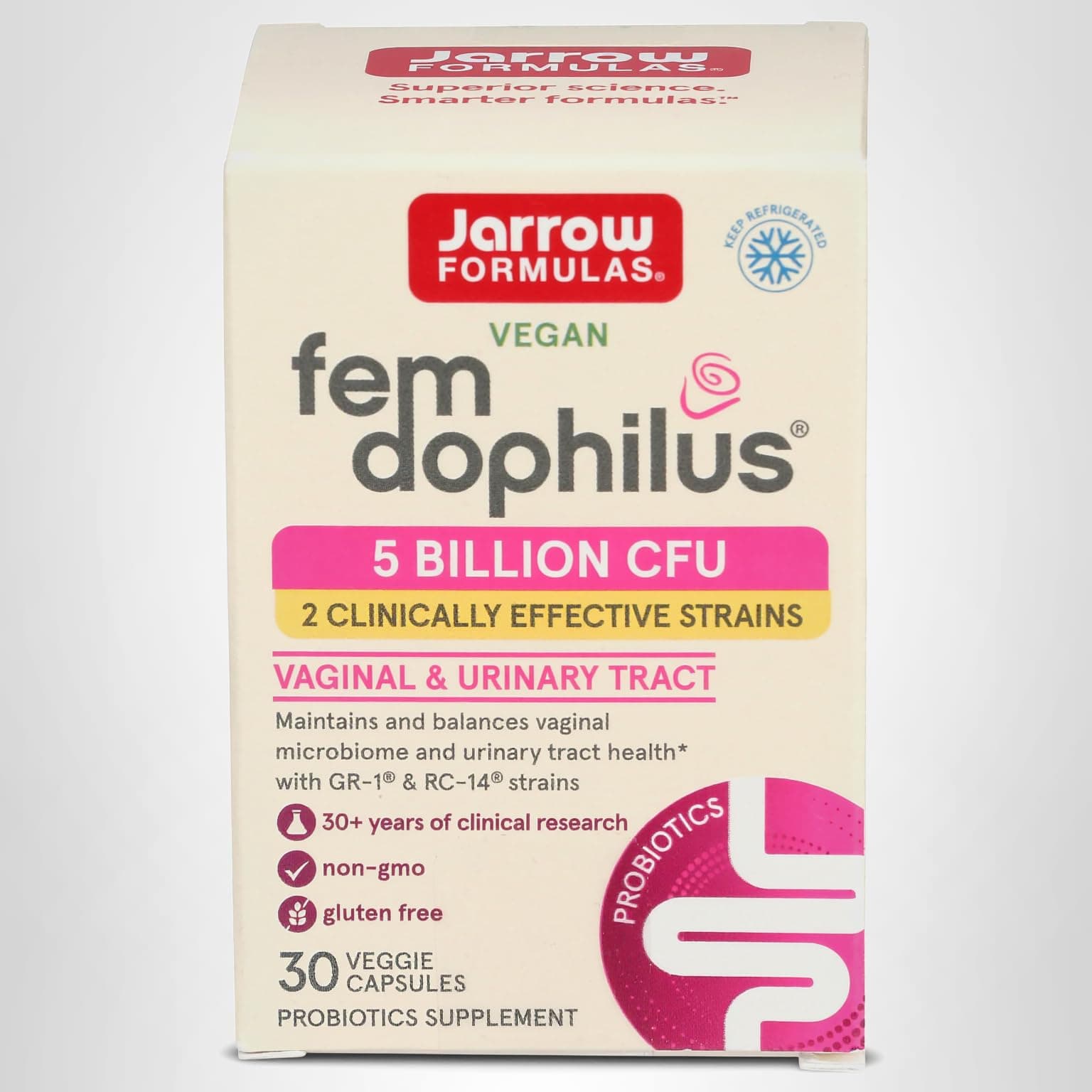 Jarrow Formulas Fem-Dophilus - 5 Billion CFU Per Serving - Women's Probiotic Supplement - Urinary Tract & Vaginal Health - Up to 30 Servings (Veggie Caps) thumbnail 8