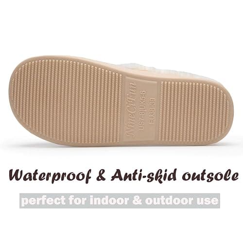NineCiFun Women's Slip on Fuzzy Slippers Memory Foam House Slippers Outdoor Indoor Warm Plush Bedroom Shoes Scuff with Faux Fur Lining thumbnail 7