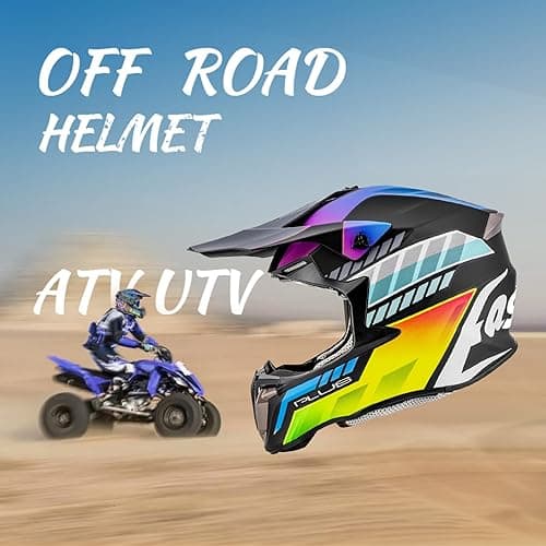 OUMURS Adult ATV Dirt Bike Helmet with Goggles Gloves & Mask Quick Release Buckle Adjustable Sun Visor Motorcycle Adult Helmet Off-Road Motocross Downhill Moped MX for Unisex-Adult - Mutiple Black - X-Large thumbnail 7