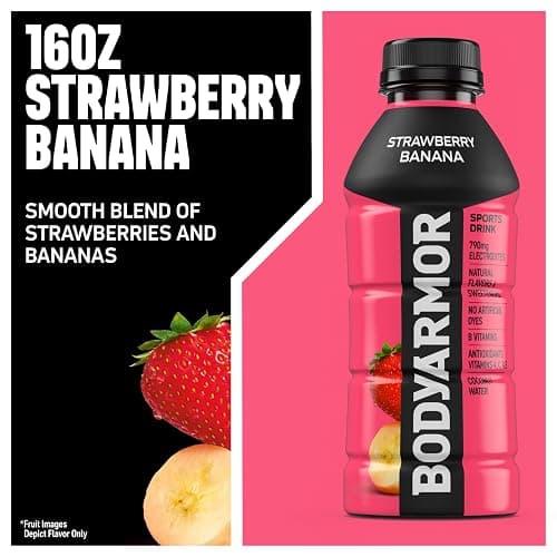 BODYARMOR Sports Drink Sports Beverage, Strawberry Banana, Coconut Water Hydration, Natural Flavors With Vitamins, Potassium-Packed Electrolytes, Perfect For Athletes, 16 Fl Oz (Pack of 12) thumbnail 6