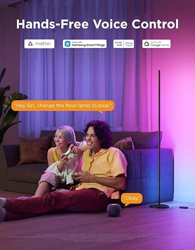 Govee RGBIC Floor Lamp Basic, LED Corner Lamp Compatible with SmartThings, Alexa, and Matter, Smart Modern Floor Lamp with Music Sync and 16 Million DIY Colors, Standing Lamp for Bedroom Living Room thumbnail 2