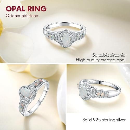 DAYBYDAY Birthstone Rings for Women 925 Sterling Silver/Yellow Gold Plated Gemstome Oval Engagement Promise Rings Size 6-10 thumbnail 4