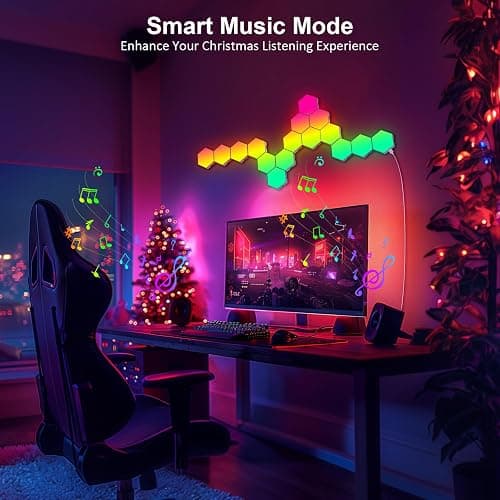 JIMIMORO Hexagon LED Light Panels 8 Pack – RGB Wall Decor Lights with Music Sync, App & Remote – Modular Home & Christmas Decor for Bedroom, Living Room, and Room Decor thumbnail 3