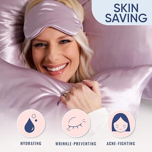 Blissy Silk Pillowcase - 100% Pure Mulberry Silk - 22 Momme 6A High-Grade Fibers - Silk Pillow Cover for Hair & Skin - Regular, Queen & King (Lavender, King) thumbnail 4