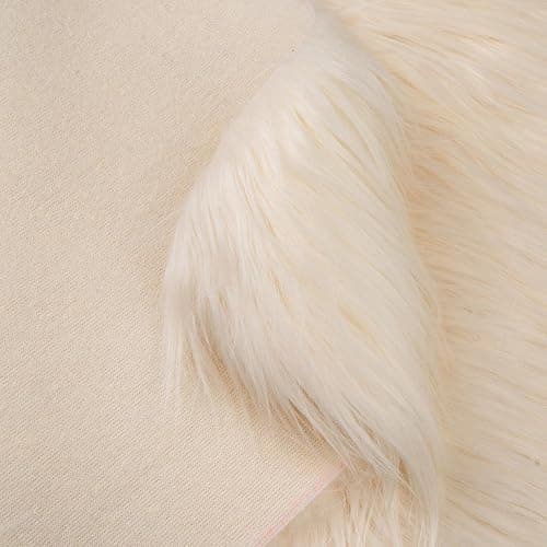 Qidkeo Ivory Faux Fur Fabric by The Yard for Crafts 18" X 61" Inch Wide Furry Fabric for Sewing, Costumes, Upholstery & Pillows Long Pile Faux Fur(Ivory,Half Yard) thumbnail 6