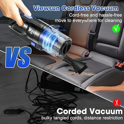 Viewsun Car Cleaning Kit, Car Interior Detailing Kit with High Power Handheld Vacuum Cordless Rechargeable, Detailing Brush Set, Windshield Cleaner, Complete Auto Accessories for Men, Women Gift thumbnail 2