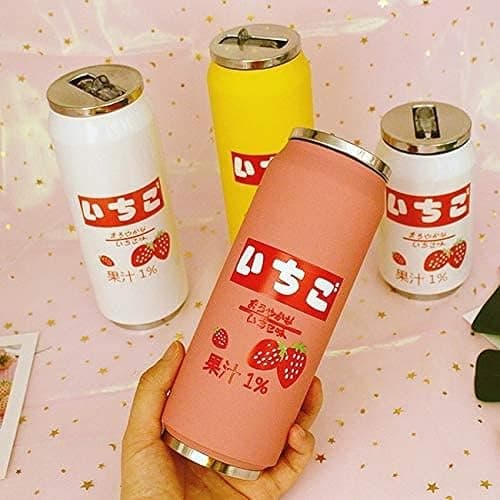 PEXIZUAN Kawaii Stainless Steel Kawaii Water Bottle with Straw Japanese Water Bottle Insulated(500ml/16.9oz,Pink) thumbnail 5