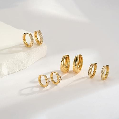 MOROTOLE Small Hoop Earrings for Women，Hypoallergenic 14k Gold Plated Hoop Earring Stacks Small Gold Huggie Earrings Fashion Jewelry for Women thumbnail 7