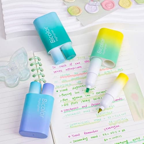 COLNK Cute Highlighter Pens Assorted Colors, 2- in-1 Highlighters Pens 12 Colors, Chisel Tip, Bicolor Aesthetic Highlighter Marker Pens Set for School Supplies,Pack-6 thumbnail 6