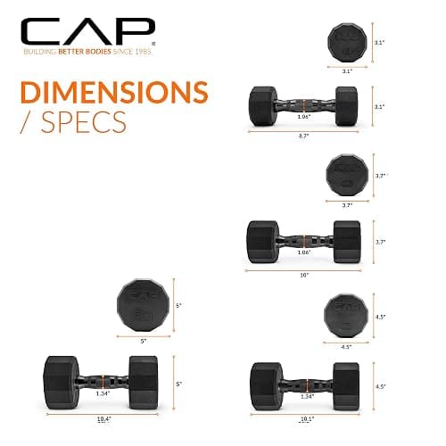 CAP Barbell Rubber Coated Dumbbell Weight Set with Vertical Rack | 100 lb, 150 lb, and 210 lb Options thumbnail 3