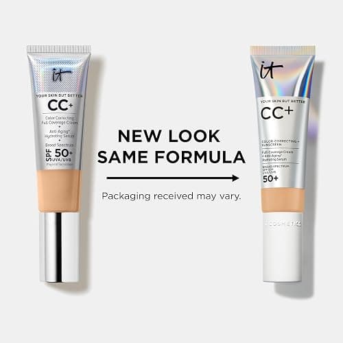 IT Cosmetics CC+ Cream with SPF 50+ Full Coverage Foundation Natural Finish | Color Correcting Foundation + Concealer - Anti-aging Hydrating Serum, Hyaluronic Acid + Niacinamide, Perfect for Mature Skin thumbnail 7