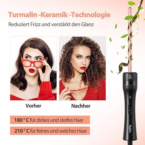 Haglater Lockenstäb 5 in 1, Keramik Lockeneisen mit Multifunktion Lockenbürste, Lockenstabe mit Verschiedenen Aufsätzen Große und Kleine Locken 9-38mm thumbnail 4