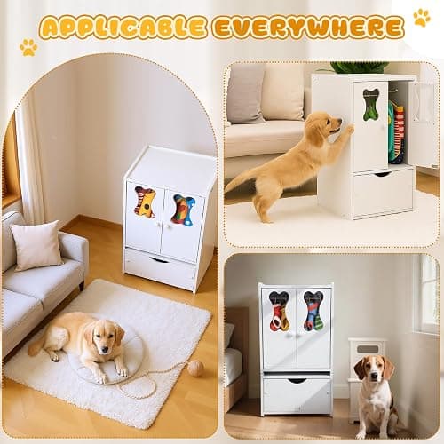 Teenyyou 22.84 x 12.99 x 12.6 Inch Pet Wardrobe Closet Dog Toy Clothes Storage Organizer with Doors and Telescopic Hanging Rod Combinable Drawers Closet Rack for Small Dog Cat Toys Clothes Accessories thumbnail 6