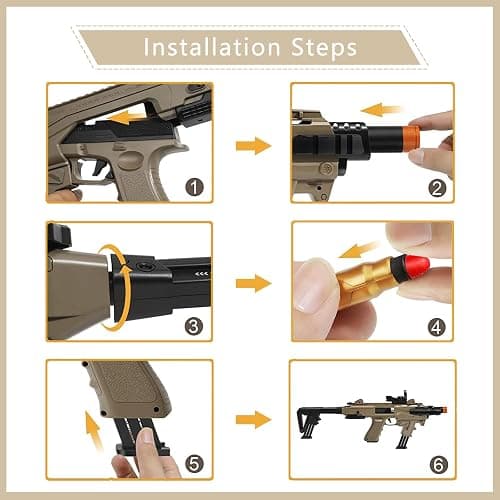 Pistolet Jouet, Pistolet Enfant en Mousse Souple avec Daccessoires, Pistolets Jouets Réaliste Blaster pour Garçons, Jouets pour Enfants 14+ de Plein Air, Energie 0.1 Joules thumbnail 5